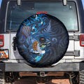 Aotearoa Matariki Spare Tire Cover Maori Tribal with Silver Fern and Tui Bird Galaxy Style - Aussie Hoodie