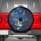 Aotearoa Matariki Spare Tire Cover Maori Tribal with Silver Fern and Tui Bird Galaxy Style - Aussie Hoodie