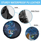 Aotearoa Matariki Spare Tire Cover Maori Tribal with Silver Fern and Tui Bird Galaxy Style - Aussie Hoodie