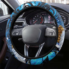 Aotearoa Matariki Steering Wheel Cover Maori Tribal with Silver Fern and Tui Bird Galaxy Style - Aussie Hoodie