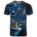 Aotearoa Matariki T Shirt Maori Tribal with Silver Fern and Tui Bird Galaxy Style - Aussie Hoodie