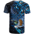 Aotearoa Matariki T Shirt Maori Tribal with Silver Fern and Tui Bird Galaxy Style - Aussie Hoodie