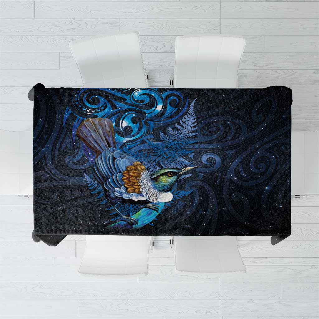 Aotearoa Matariki Tablecloth Maori Tribal with Silver Fern and Tui Bird Galaxy Style - Aussie Hoodie