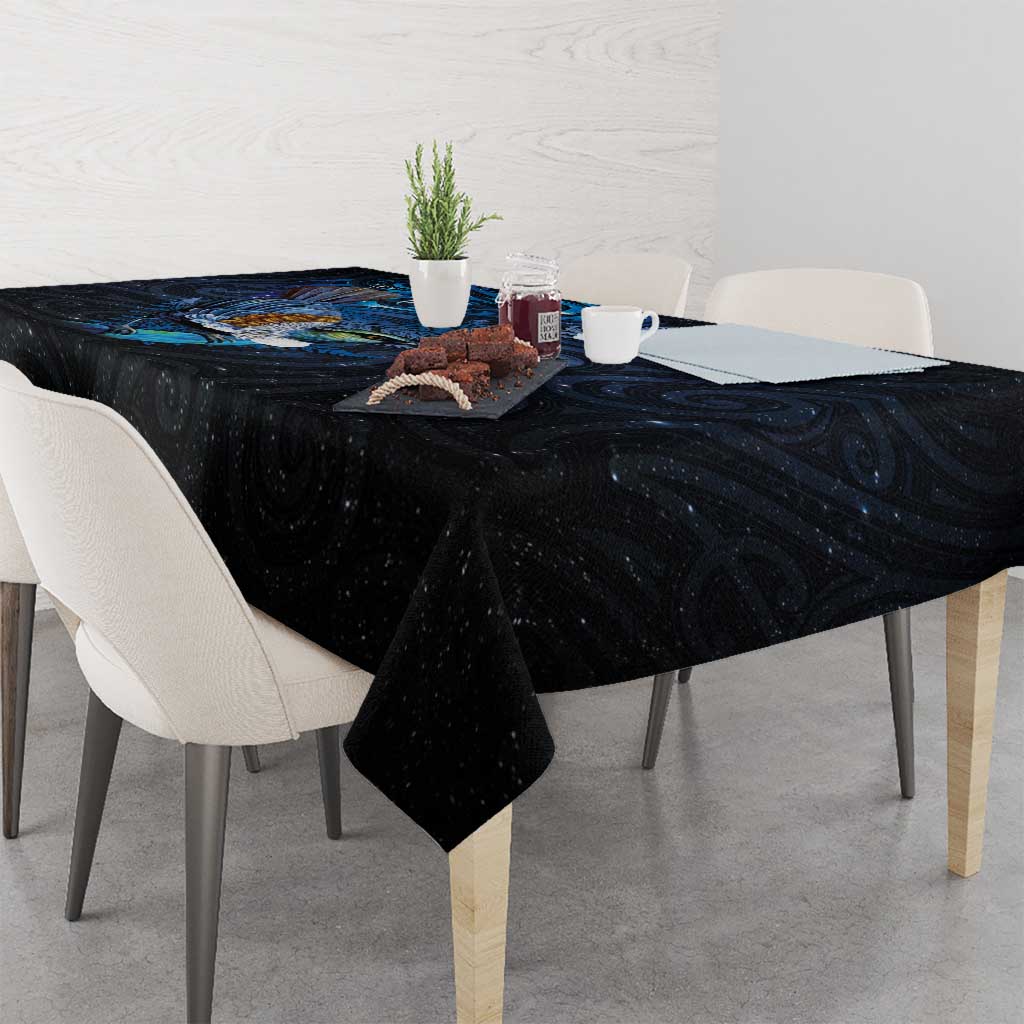 Aotearoa Matariki Tablecloth Maori Tribal with Silver Fern and Tui Bird Galaxy Style - Aussie Hoodie