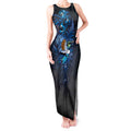 Aotearoa Matariki Tank Maxi Dress Maori Tribal with Silver Fern and Tui Bird Galaxy Style - Aussie Hoodie