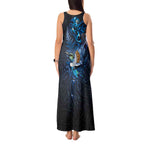Aotearoa Matariki Tank Maxi Dress Maori Tribal with Silver Fern and Tui Bird Galaxy Style - Aussie Hoodie