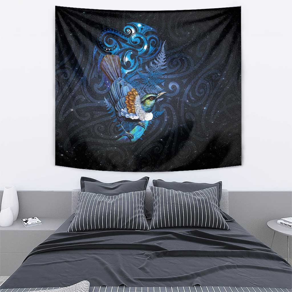 Aotearoa Matariki Tapestry Maori Tribal with Silver Fern and Tui Bird Galaxy Style - Aussie Hoodie