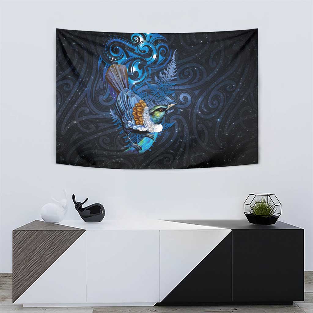 Aotearoa Matariki Tapestry Maori Tribal with Silver Fern and Tui Bird Galaxy Style - Aussie Hoodie