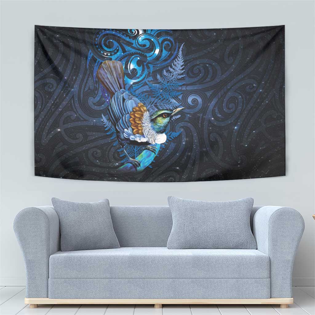 Aotearoa Matariki Tapestry Maori Tribal with Silver Fern and Tui Bird Galaxy Style - Aussie Hoodie