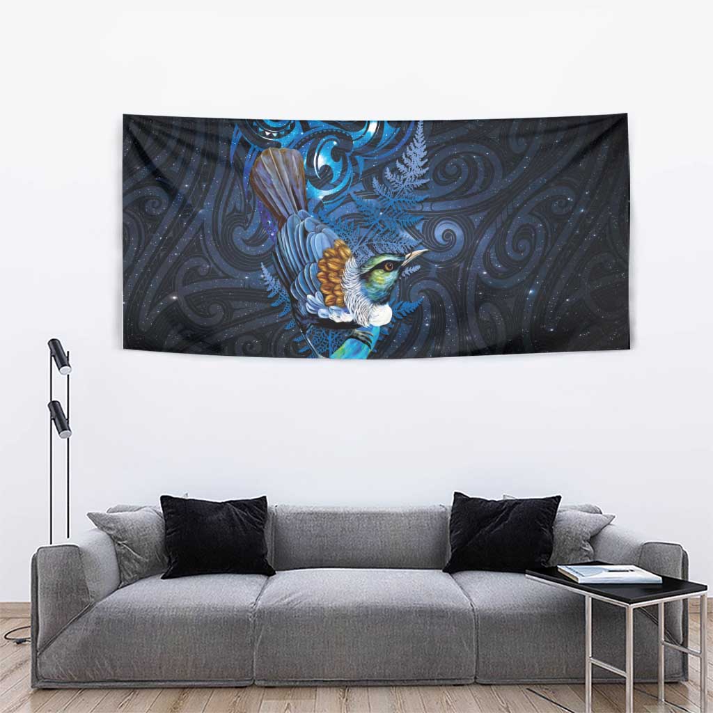 Aotearoa Matariki Tapestry Maori Tribal with Silver Fern and Tui Bird Galaxy Style - Aussie Hoodie