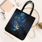 Aotearoa Matariki Tote Bag Maori Tribal with Silver Fern and Tui Bird Galaxy Style - Aussie Hoodie