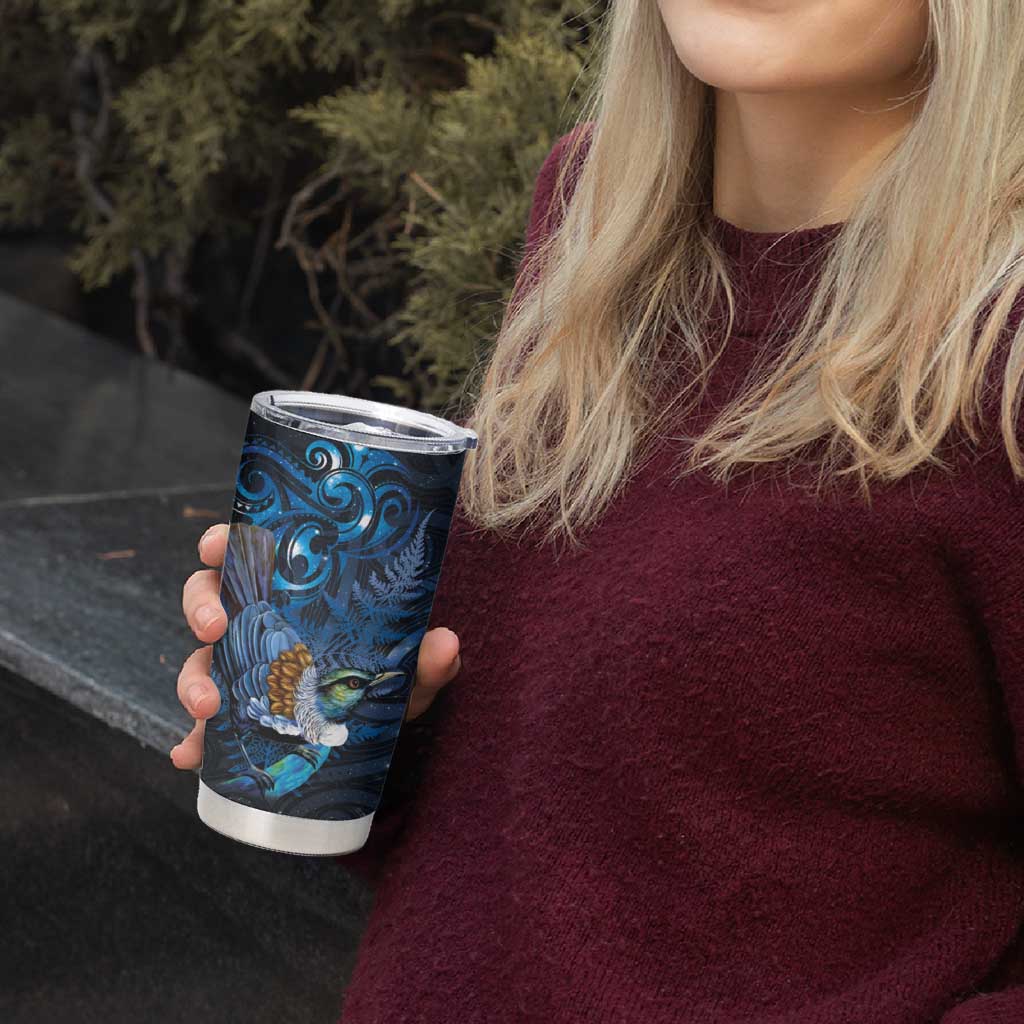 Aotearoa Matariki Tumbler Cup Maori Tribal with Silver Fern and Tui Bird Galaxy Style - Aussie Hoodie