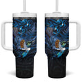 Aotearoa Matariki Tumbler With Handle Maori Tribal with Silver Fern and Tui Bird Galaxy Style - Aussie Hoodie