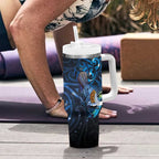 Aotearoa Matariki Tumbler With Handle Maori Tribal with Silver Fern and Tui Bird Galaxy Style - Aussie Hoodie
