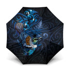 Aotearoa Matariki Umbrella Maori Tribal with Silver Fern and Tui Bird Galaxy Style - Aussie Hoodie