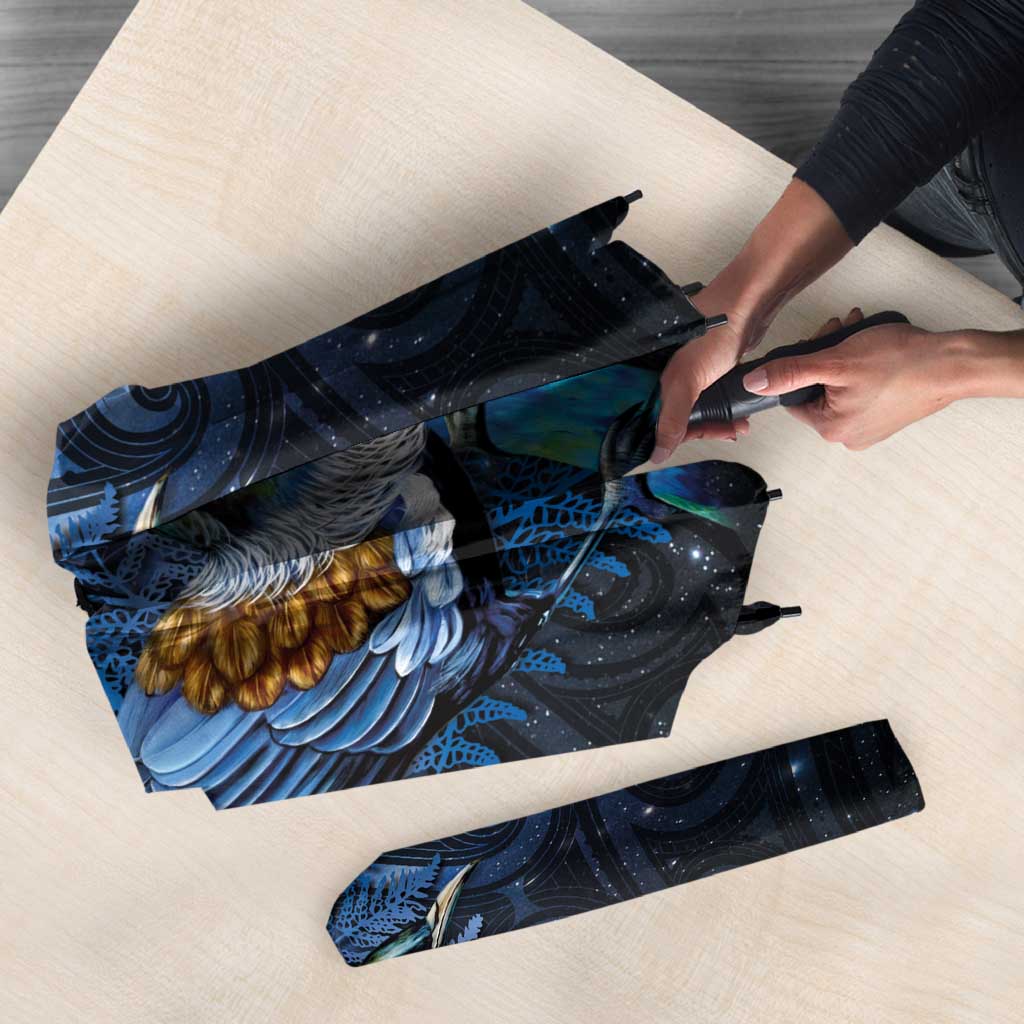 Aotearoa Matariki Umbrella Maori Tribal with Silver Fern and Tui Bird Galaxy Style - Aussie Hoodie
