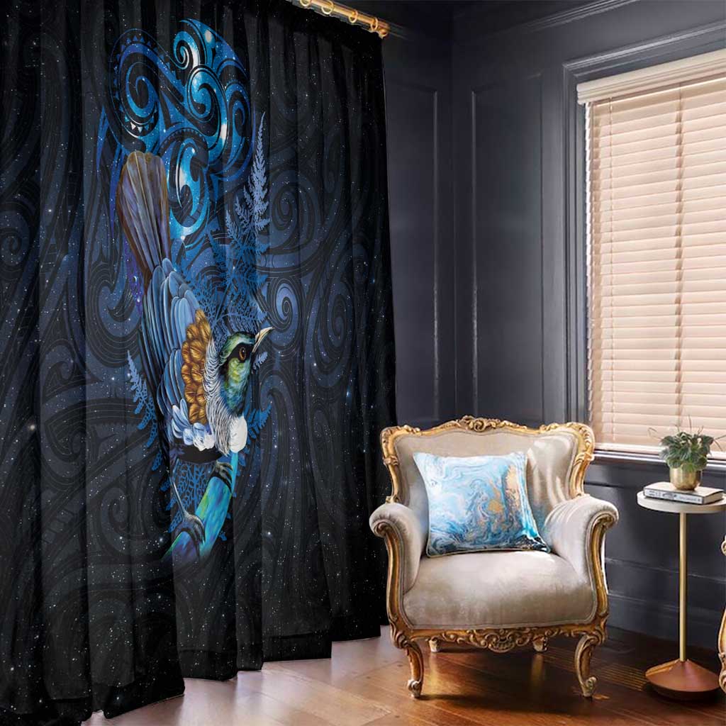 Aotearoa Matariki Window Curtain Maori Tribal with Silver Fern and Tui Bird Galaxy Style - Aussie Hoodie
