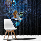 Aotearoa Matariki Window Curtain Maori Tribal with Silver Fern and Tui Bird Galaxy Style - Aussie Hoodie