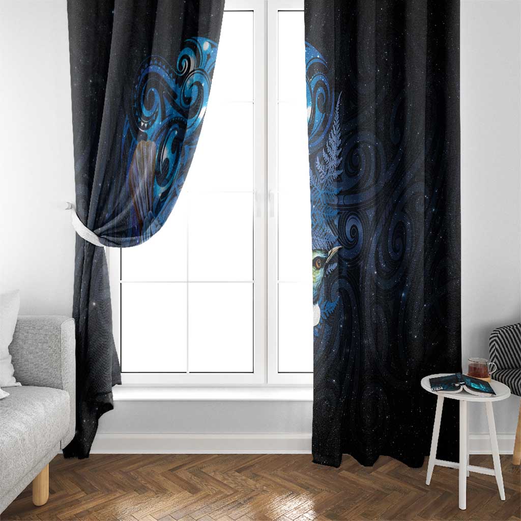 Aotearoa Matariki Window Curtain Maori Tribal with Silver Fern and Tui Bird Galaxy Style - Aussie Hoodie
