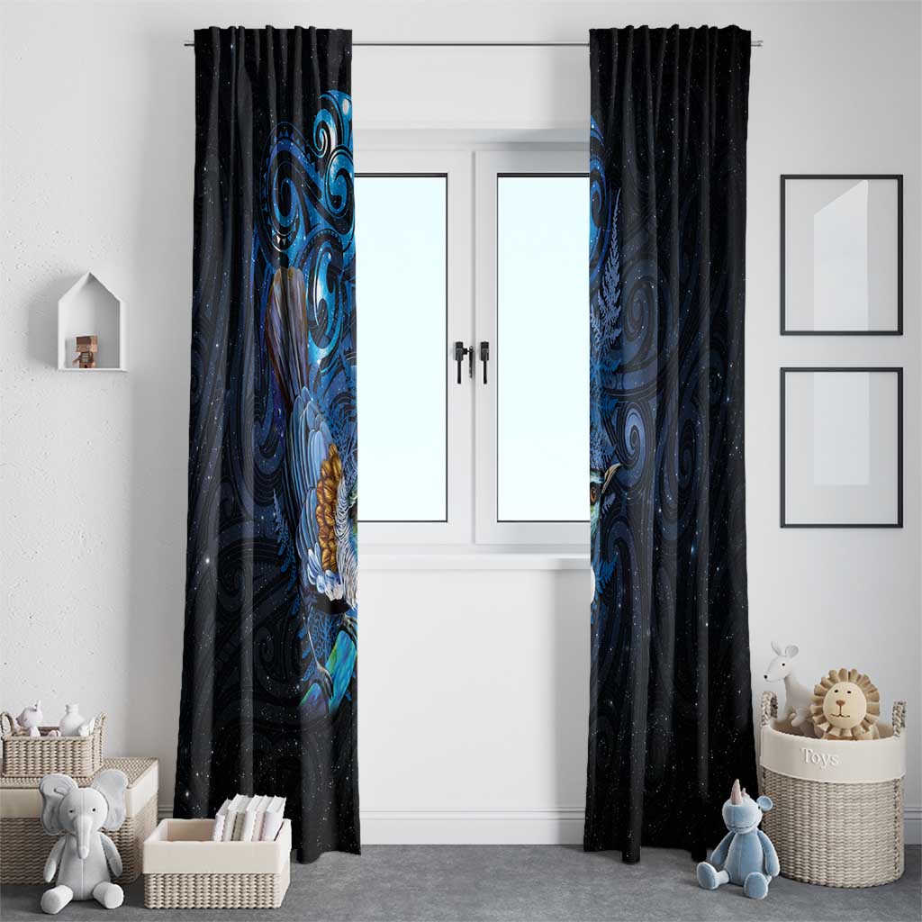 Aotearoa Matariki Window Curtain Maori Tribal with Silver Fern and Tui Bird Galaxy Style - Aussie Hoodie