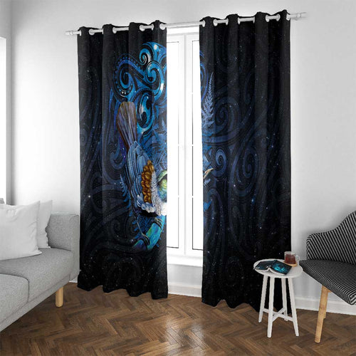 Aotearoa Matariki Window Curtain Maori Tribal with Silver Fern and Tui Bird Galaxy Style - Aussie Hoodie