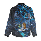 Aotearoa Matariki Women Casual Shirt Maori Tribal with Silver Fern and Tui Bird Galaxy Style - Aussie Hoodie