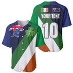 Custom Ireland and Australia Baseball Jersey Shamrocks and Aboriginal Art