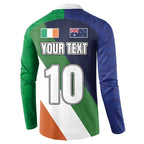 Custom Ireland and Australia Button Sweatshirt Shamrocks and Aboriginal Art