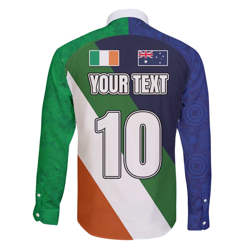 Custom Ireland and Australia Family Matching Off Shoulder Maxi Dress and Hawaiian Shirt Shamrocks and Aboriginal Art