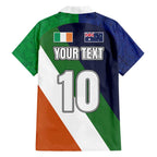 Custom Ireland and Australia Family Matching Short Sleeve Bodycon Dress and Hawaiian Shirt Shamrocks and Aboriginal Art