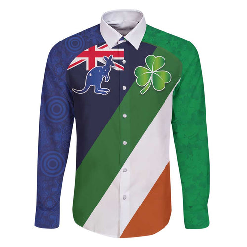 Custom Ireland and Australia Family Matching Short Sleeve Bodycon Dress and Hawaiian Shirt Shamrocks and Aboriginal Art