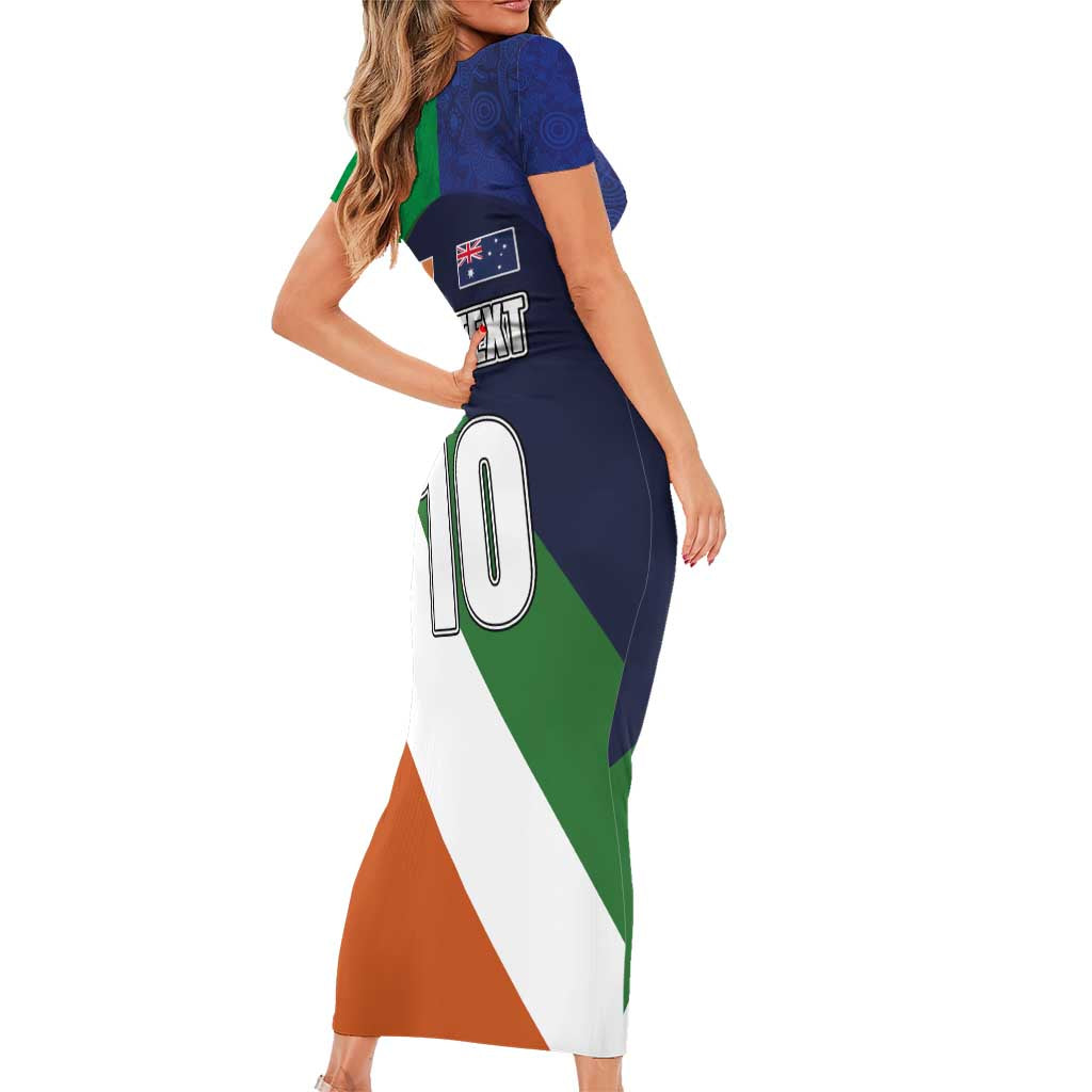 Custom Ireland and Australia Family Matching Short Sleeve Bodycon Dress and Hawaiian Shirt Shamrocks and Aboriginal Art