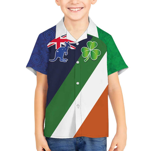 Custom Ireland and Australia Family Matching Tank Maxi Dress and Hawaiian Shirt Shamrocks and Aboriginal Art