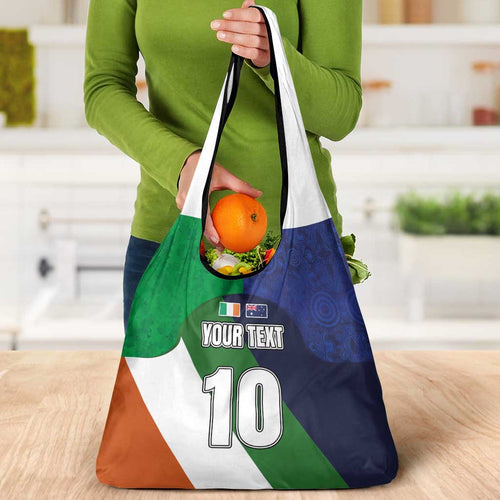 Custom Ireland and Australia Grocery Bag Shamrocks and Aboriginal Art