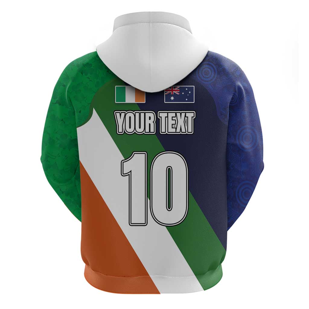 Custom Ireland and Australia Hoodie Shamrocks and Aboriginal Art