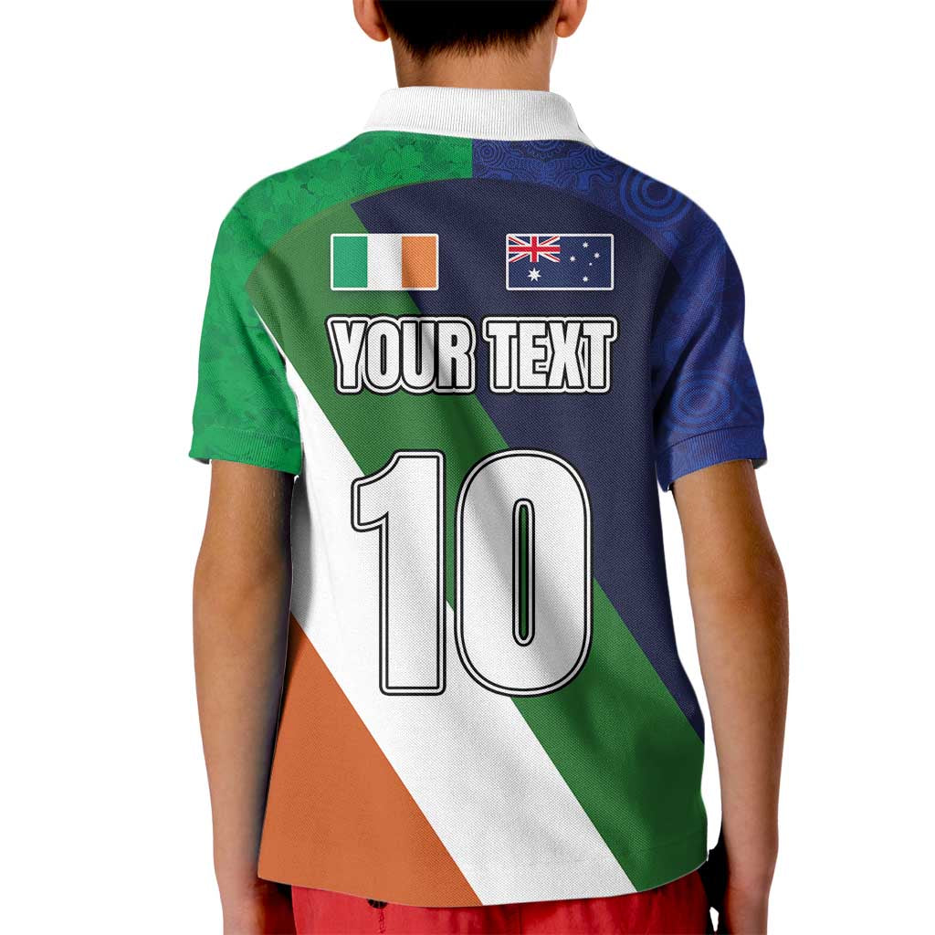 Custom Ireland and Australia Kid Polo Shirt Shamrocks and Aboriginal Art