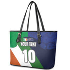 Custom Ireland and Australia Leather Tote Bag Shamrocks and Aboriginal Art