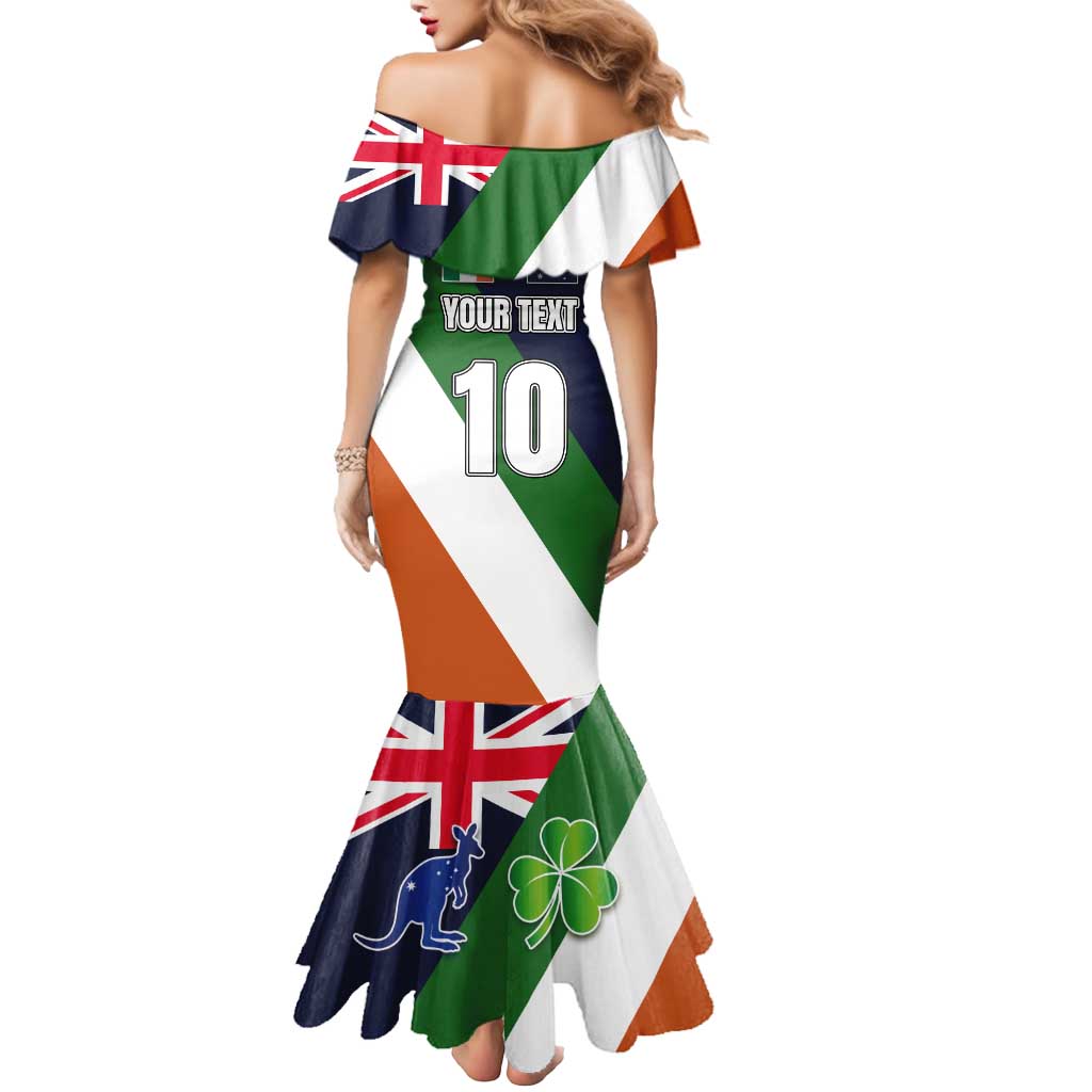 Custom Ireland and Australia Mermaid Dress Shamrocks and Aboriginal Art