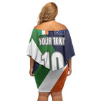 Custom Ireland and Australia Off Shoulder Short Dress Shamrocks and Aboriginal Art