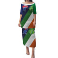 Custom Ireland and Australia Puletasi Shamrocks and Aboriginal Art