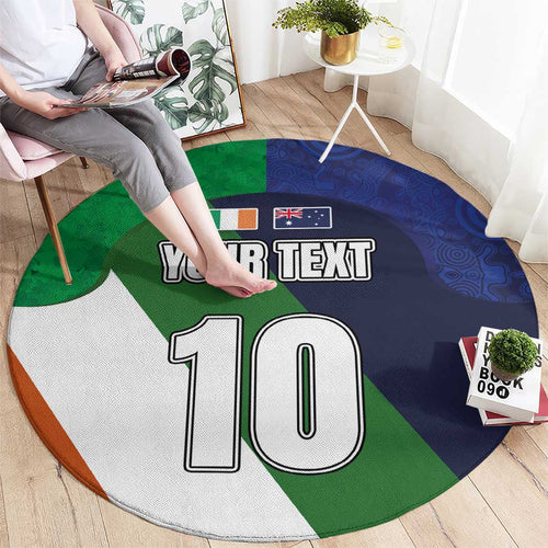 Custom Ireland and Australia Round Carpet Shamrocks and Aboriginal Art