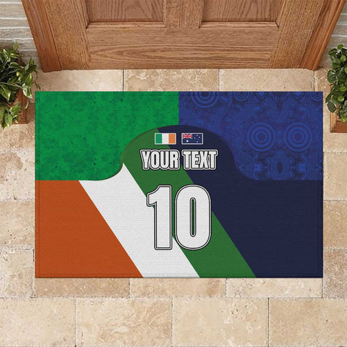 Custom Ireland and Australia Rubber Doormat Shamrocks and Aboriginal Art