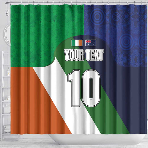 Custom Ireland and Australia Shower Curtain Shamrocks and Aboriginal Art
