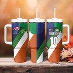 Custom Ireland and Australia Tumbler With Handle Shamrocks and Aboriginal Art