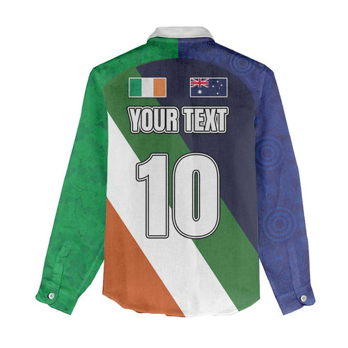 Custom Ireland and Australia Women Casual Shirt Shamrocks and Aboriginal Art