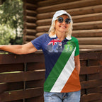 Custom Ireland and Australia Women Polo Shirt Shamrocks and Aboriginal Art
