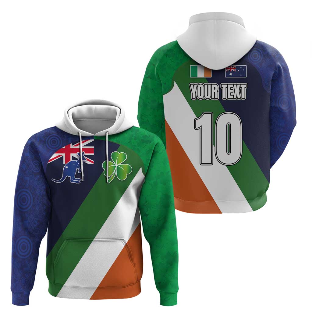 Custom Ireland and Australia Zip Hoodie Shamrocks and Aboriginal Art