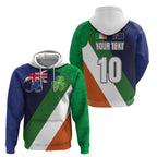 Custom Ireland and Australia Zip Hoodie Shamrocks and Aboriginal Art