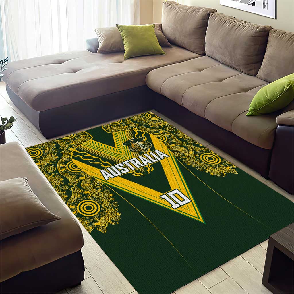 Australia Rugby Custom Area Rug Aboriginal Art Sporty Style - Aussie Hoodie