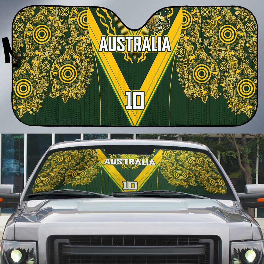 Australia Rugby Custom Auto Sun Shade Aboriginal Art Sporty Style - Aussie Hoodie